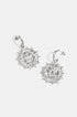 Silver drop earrings with sun motifs and faces.