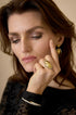 Gold-toned Celeste Statement Ring with an oval rhinestone-embellished face.
