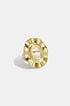 Irregular minimalist ring in gold with an oval center and wavy edges.