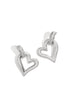 Silver heart drop earrings with a brushed finish.