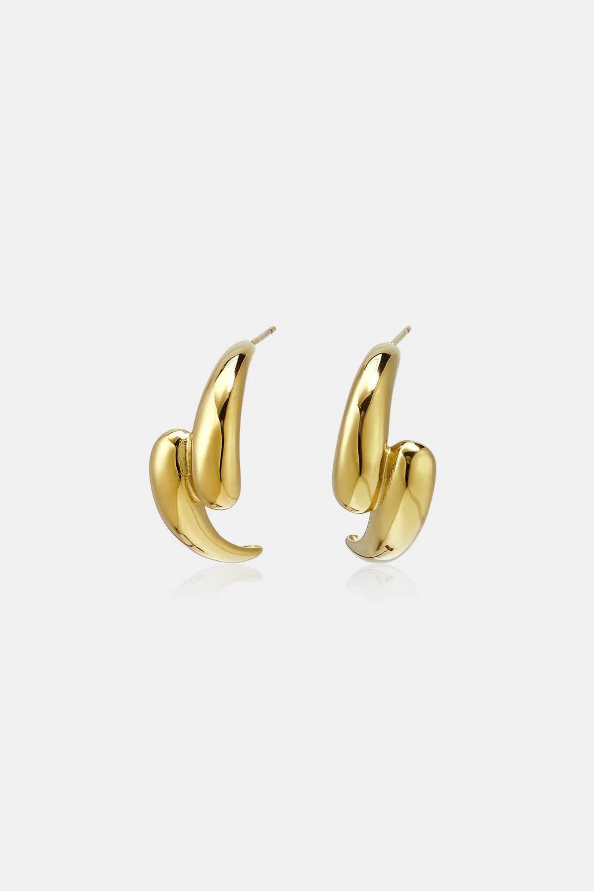 Gold irregular hoop earrings with a polished finish.