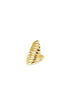 Irregular gold-toned statement ring with layered, curved metal.
