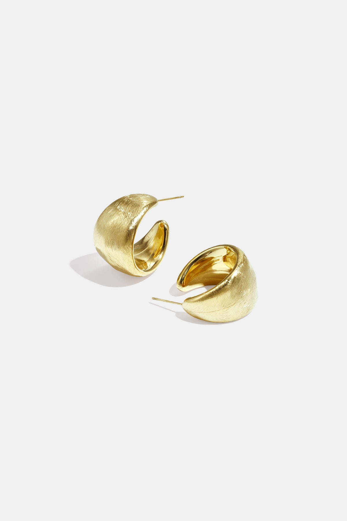 Aurelia Hoop Earrings in brushed gold finish.