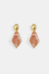 Amber Irregular Earrings with gold-colored post and orange diamond-shaped resin.