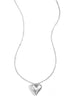 Silver heart pendant necklace with an adjustable chain.