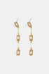 Gold Elara geometric earrings with three rectangular zircon drops.