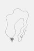 Silver heart pendant necklace with a long chain and a clasp closure.