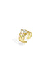 Gold adjustable ring with a marquise-cut clear stone and beaded accents.