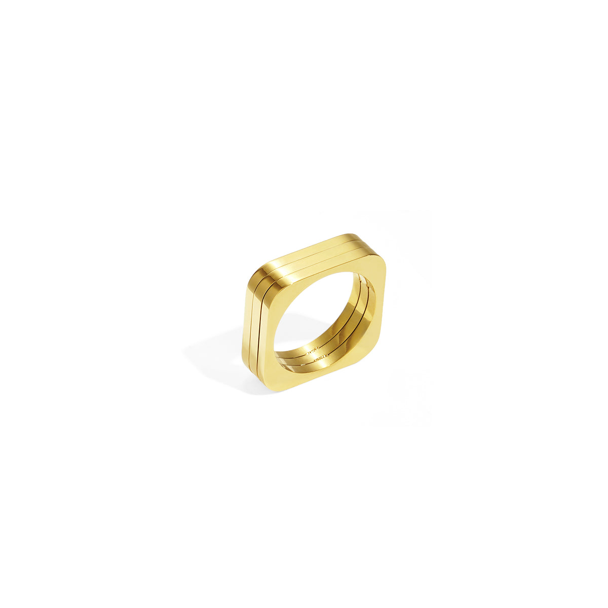 Elysian Minimalist Ring in gold, featuring a sleek rectangular design.