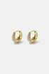 Gold hoop earrings adorned with clear rhinestones, presented as a pair.