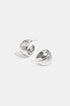 A pair of brushed silver Aurelia hoop earrings on a white background.